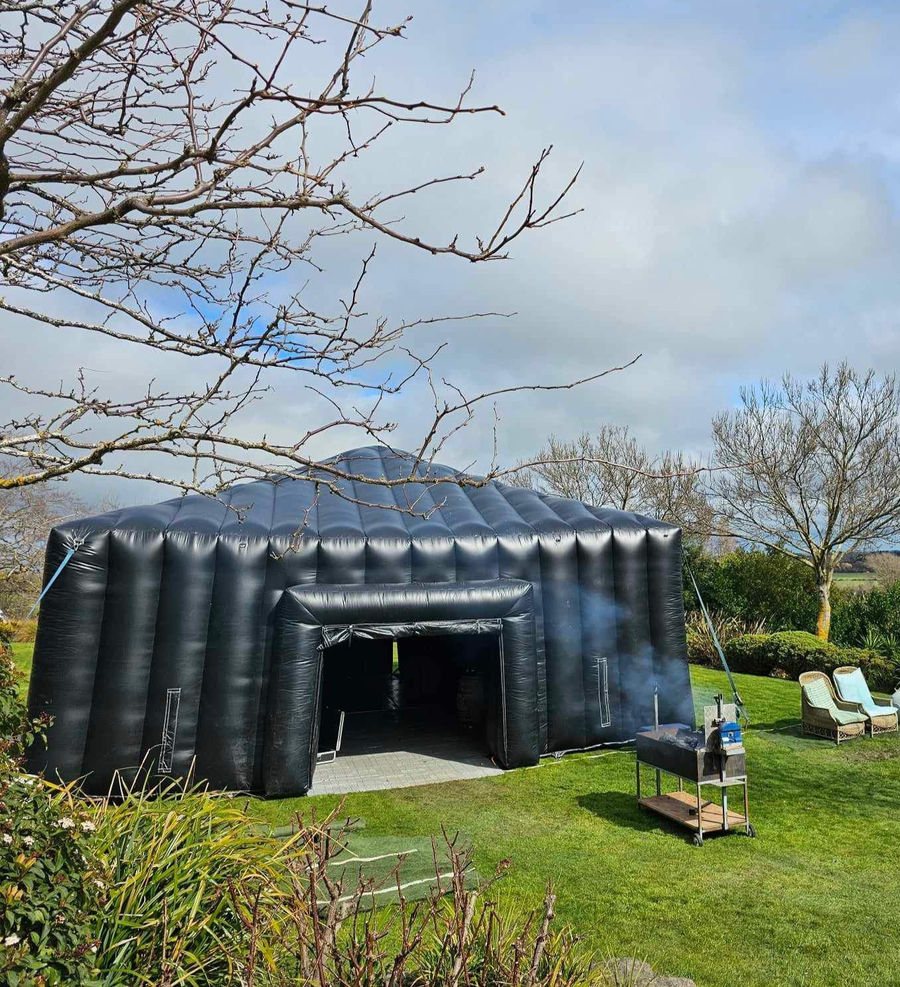 Black inflatable venue dome