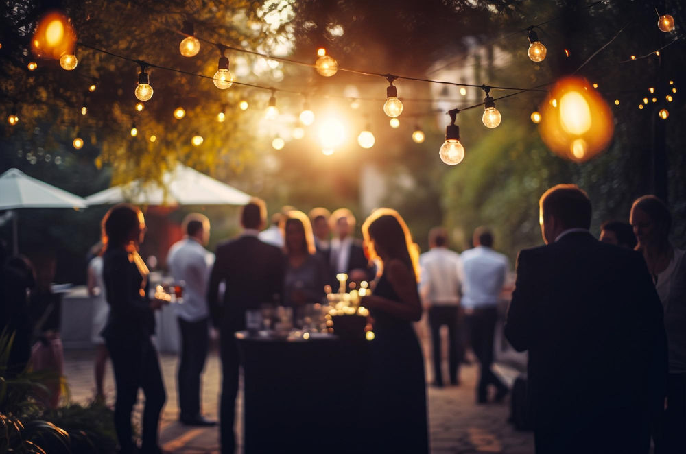 String lights and party ambience at an outdoor event